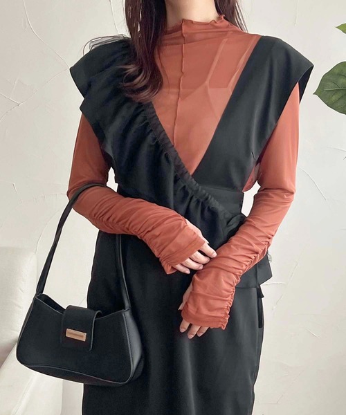 apres jour clair（アプレジュールクレア）の「【apres jour clair】フリル付きナロージャンスカ【ZOZOTOWN限定アイテム】（ワンピース・レディース・ボルドー/ブラック/ブラウン系その他・X-LARGE/フリー）」の6枚目の写真