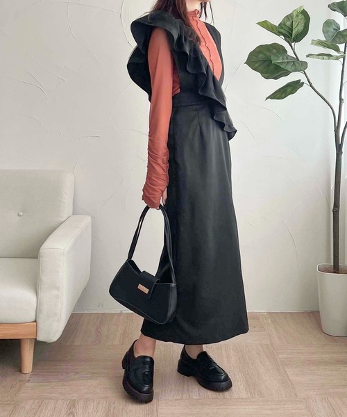 apres jour clair（アプレジュールクレア）の「【apres jour clair】フリル付きナロージャンスカ【ZOZOTOWN限定アイテム】（ワンピース・レディース・ボルドー/ブラック/ブラウン系その他・X-LARGE/フリー）」の9枚目の写真