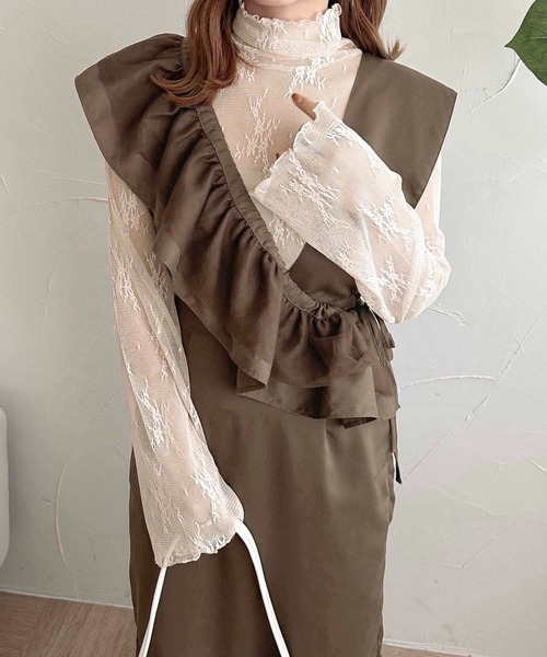 apres jour clair（アプレジュールクレア）の「【apres jour clair】フリル付きナロージャンスカ【ZOZOTOWN限定アイテム】（ワンピース・レディース・ボルドー/ブラック/ブラウン系その他・X-LARGE/フリー）」の17枚目の写真