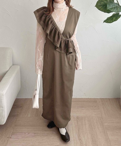 apres jour clair（アプレジュールクレア）の「【apres jour clair】フリル付きナロージャンスカ【ZOZOTOWN限定アイテム】（ワンピース・レディース・ボルドー/ブラック/ブラウン系その他・X-LARGE/フリー）」の20枚目の写真