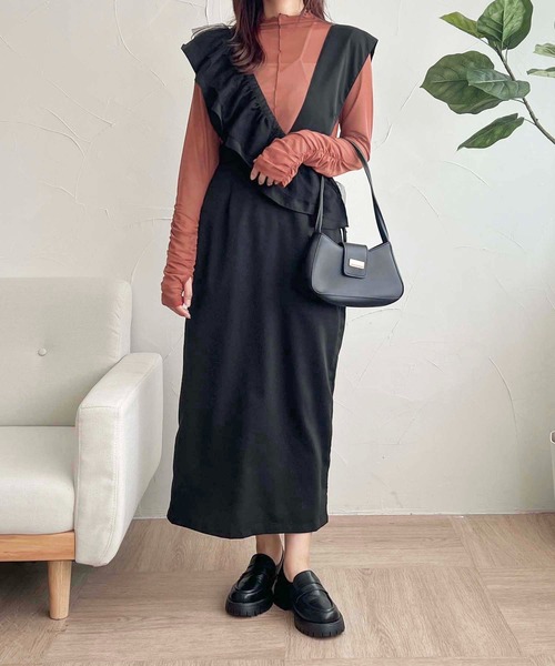 apres jour clair（アプレジュールクレア）の「【apres jour clair】フリル付きナロージャンスカ【ZOZOTOWN限定アイテム】（ワンピース・レディース・ボルドー/ブラック/ブラウン系その他・X-LARGE/フリー）」の8枚目の写真