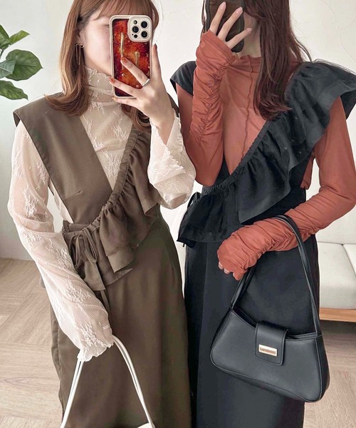 apres jour clair（アプレジュールクレア）の「【apres jour clair】フリル付きナロージャンスカ【ZOZOTOWN限定アイテム】（ワンピース・レディース・ボルドー/ブラック/ブラウン系その他・X-LARGE/フリー）」の15枚目の写真