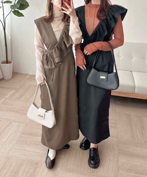 apres jour clair（アプレジュールクレア）の「【apres jour clair】フリル付きナロージャンスカ【ZOZOTOWN限定アイテム】（ワンピース・レディース・ボルドー/ブラック/ブラウン系その他・X-LARGE/フリー）」の16枚目の写真