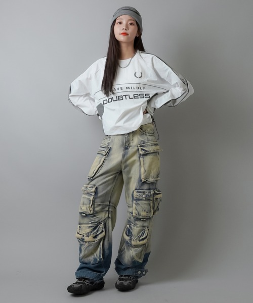 SPINNS(スピンズ)の「モノトーン切替デザイン ナイロンプルオーバー(スウェット・レディース・ブラック/オフホワイト/チャコール・ONESIZE)」の20枚目の写真