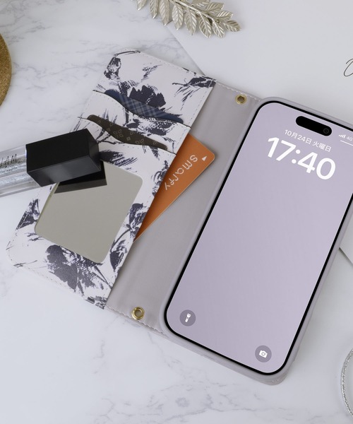 rienda（リエンダ）の「iPhone16 iPhone16Pro リエンダ [プリント手帳]（スマホケース/カバー・レディース・ホワイト×ネイビー/ピンクベージュ・iPhone 16/iPhone 16 Pro）」の17枚目の写真