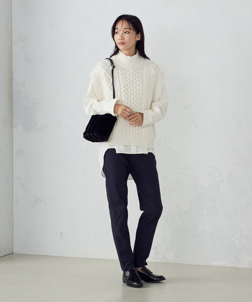 COMME CA MODELS(コムサモデルズ)の「【美しいベーシックパンツ】裏起毛ハイテンションパンツ(その他パンツ・レディース・ベージュ/チャコール/ブラック/ネイビー・SMALL/X-LARGE/LARGE/X-SMALL/XX-SMALL/MEDIUM/XX-LARGE)」の12枚目の写真