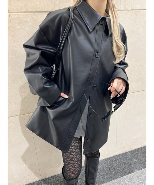 WC(ダブル シー)の「PUビッグジャケット(ブルゾン・レディース・ブラウン/ブラック・FREE)」の2枚目の写真