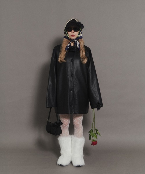 WC(ダブル シー)の「PUビッグジャケット(ブルゾン・レディース・ブラウン/ブラック・FREE)」の3枚目の写真