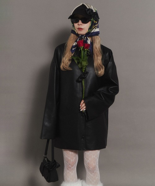 WC(ダブル シー)の「PUビッグジャケット(ブルゾン・レディース・ブラウン/ブラック・FREE)」の5枚目の写真