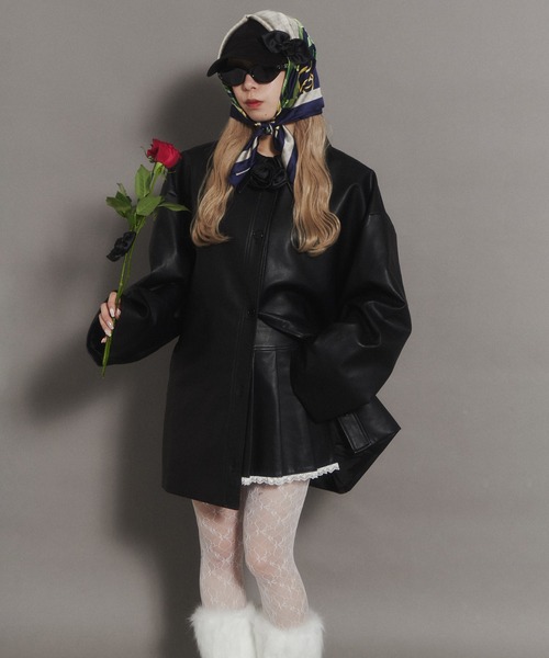 WC(ダブル シー)の「PUビッグジャケット(ブルゾン・レディース・ブラウン/ブラック・FREE)」の7枚目の写真