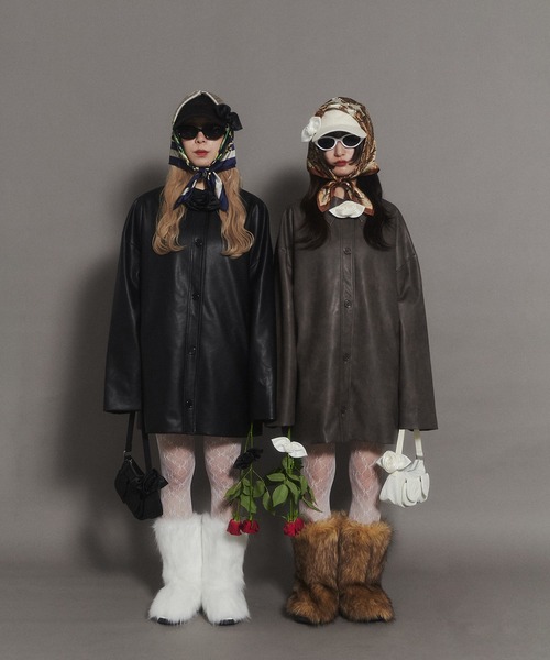 WC(ダブル シー)の「PUビッグジャケット(ブルゾン・レディース・ブラウン/ブラック・FREE)」の13枚目の写真