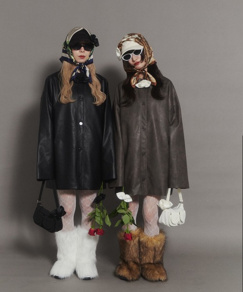 WC(ダブル シー)の「PUビッグジャケット(ブルゾン・レディース・ブラウン/ブラック・FREE)」の15枚目の写真