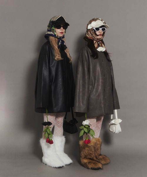 WC(ダブル シー)の「PUビッグジャケット(ブルゾン・レディース・ブラウン/ブラック・FREE)」の16枚目の写真