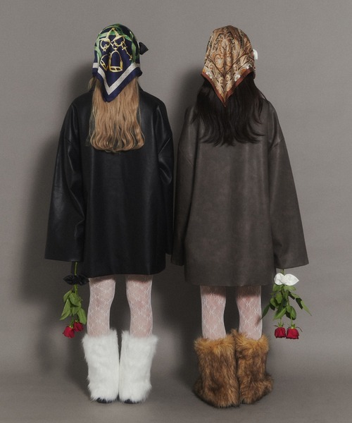 WC(ダブル シー)の「PUビッグジャケット(ブルゾン・レディース・ブラウン/ブラック・FREE)」の18枚目の写真