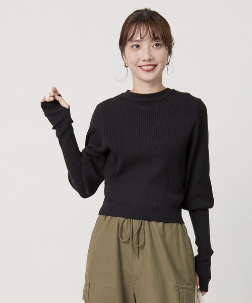 セール】限定展開 パフスリーブ ショート ニット プルオーバー（ニット