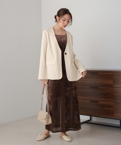 Bab（バブ）の「【nao×Bab】サイドカーブノーカラージャケット（ノーカラージャケット・レディース・ブラウン/グレー/アイボリー・M）」の5枚目の写真