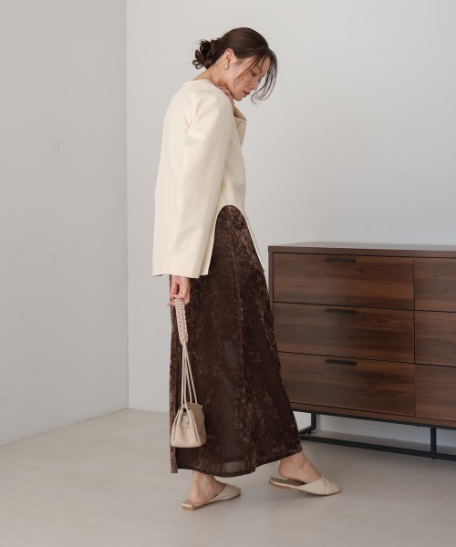 Bab（バブ）の「【nao×Bab】サイドカーブノーカラージャケット（ノーカラージャケット・レディース・ブラウン/グレー/アイボリー・M）」の8枚目の写真