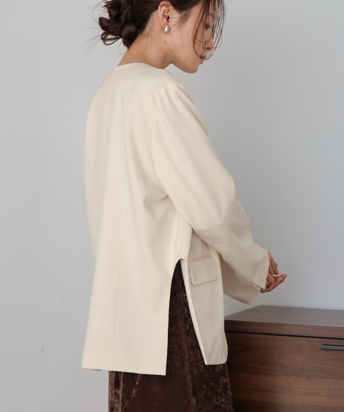 Bab（バブ）の「【nao×Bab】サイドカーブノーカラージャケット（ノーカラージャケット・レディース・ブラウン/グレー/アイボリー・M）」の11枚目の写真