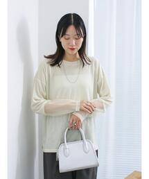 Samansa Mos2 blue | チュール袖シアーロンT(Tシャツ/カットソー)