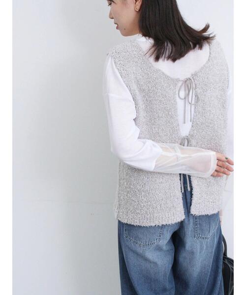 Samansa Mos2 blue（サマンサモスモスブルー）の「チュール袖シアーロンT（Tシャツ/カットソー・レディース・イエロー/オフホワイト/ブラック・F）」の9枚目の写真