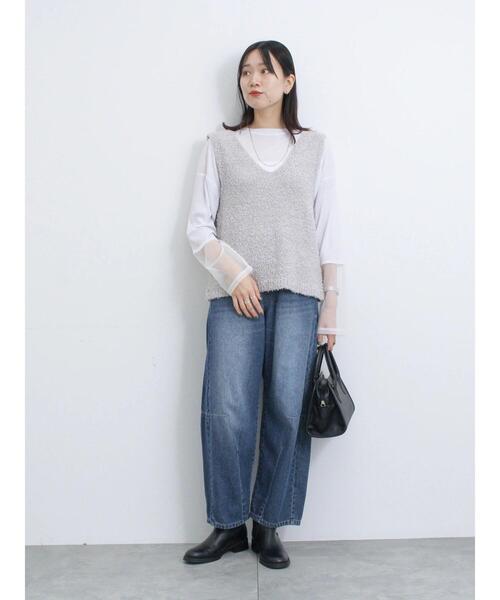 Samansa Mos2 blue（サマンサモスモスブルー）の「チュール袖シアーロンT（Tシャツ/カットソー・レディース・イエロー/オフホワイト/ブラック・F）」の10枚目の写真