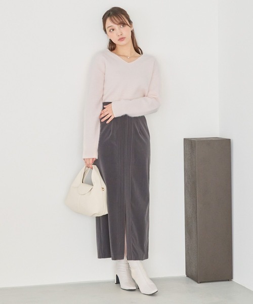 Andemiu（アンデミュウ）の「ベッチンステッチＩラインスカート161793（スカート・レディース・ブラウン/グレー/ベージュ・MEDIUM/SMALL）」の9枚目の写真