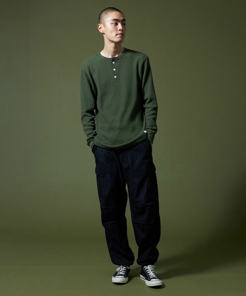 Alpha Industries（アルファインダストリーズ）の「ヘンリーネックワッフルTシャツ 長袖（Tシャツ/カットソー・メンズ・ヘザーグレー/ブラック/グリーン/ホワイト・LARGE/X-LARGE/MEDIUM）」の17枚目の写真