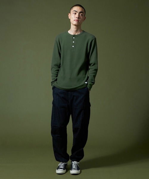 Alpha Industries（アルファインダストリーズ）の「ヘンリーネックワッフルTシャツ 長袖（Tシャツ/カットソー・メンズ・ヘザーグレー/ブラック/グリーン/ホワイト・LARGE/X-LARGE/MEDIUM）」の15枚目の写真