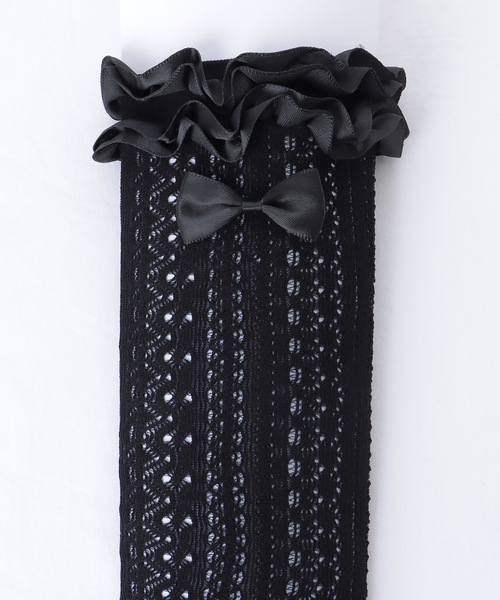 即日発送LIS CALLA｜“My Diary”花柄リボンソックス（ブラック） LIS