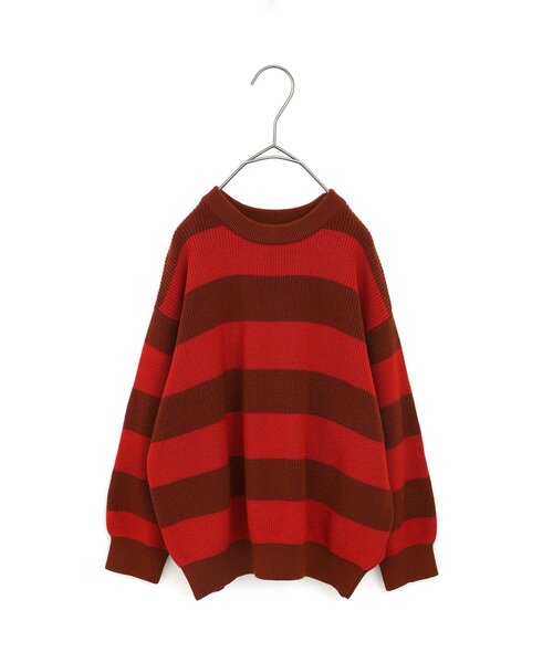 【新品タグ付き】 トレフルプラスワン レッドボーダー ラメボーダー カットソー セール】カラフルボーダーセーター（ニット/セーター）｜p