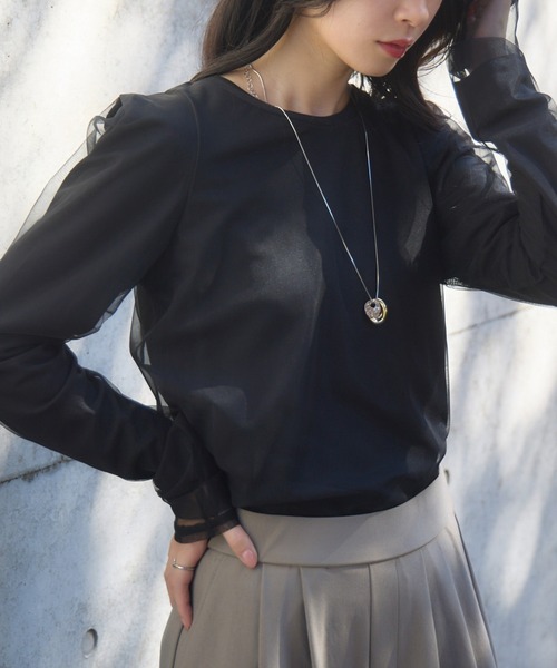 KATHARINE ROSS（キャサリンロス）の「【Pillini/ピリーニ】シアーレイヤードドッキングトップス（Tシャツ/カットソー・レディース・ピンク/ブラック/ライトブルー・MEDIUM）」の2枚目の写真