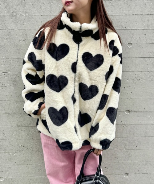 セール】ハート柄フェイクファーブルゾン（ブルゾン）｜√nuage