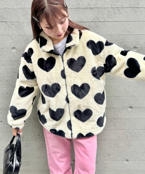 セール】ハート柄フェイクファーブルゾン（ブルゾン）｜√nuage