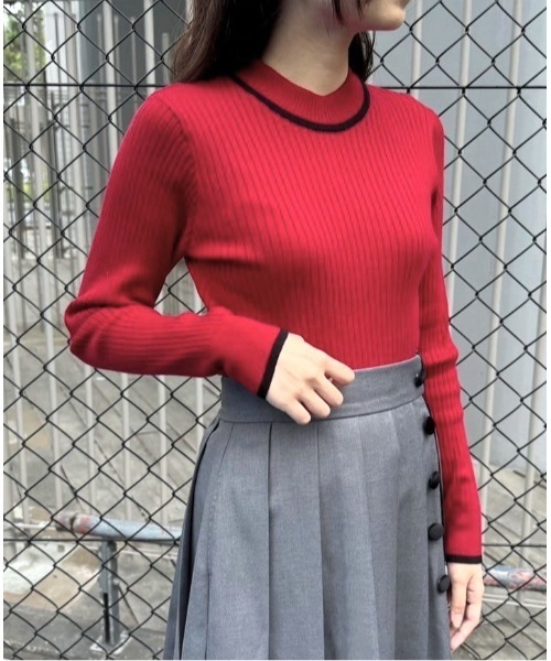 F i.n.t（フィント）の「配色ラインリボンリブニットプルオーバー/F&A/fint（ニット/セーター・レディース・レッド/ベージュ/アイボリー/ブラック・FREE）」の4枚目の写真