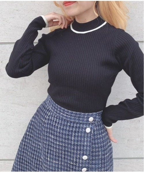 F i.n.t（フィント）の「配色ラインリボンリブニットプルオーバー/F&A/fint（ニット/セーター・レディース・レッド/ベージュ/アイボリー/ブラック・FREE）」の2枚目の写真