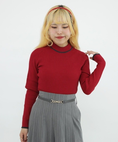 F i.n.t（フィント）の「配色ラインリボンリブニットプルオーバー/F&A/fint（ニット/セーター・レディース・レッド/ベージュ/アイボリー/ブラック・FREE）」の11枚目の写真