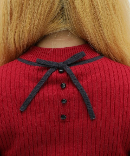 F i.n.t（フィント）の「配色ラインリボンリブニットプルオーバー/F&A/fint（ニット/セーター・レディース・レッド/ベージュ/アイボリー/ブラック・FREE）」の12枚目の写真