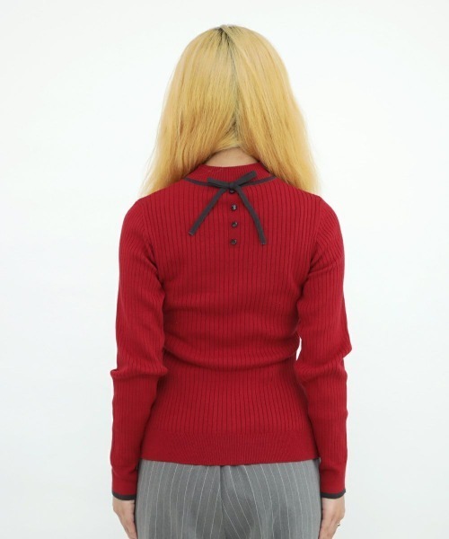 F i.n.t（フィント）の「配色ラインリボンリブニットプルオーバー/F&A/fint（ニット/セーター・レディース・レッド/ベージュ/アイボリー/ブラック・FREE）」の13枚目の写真