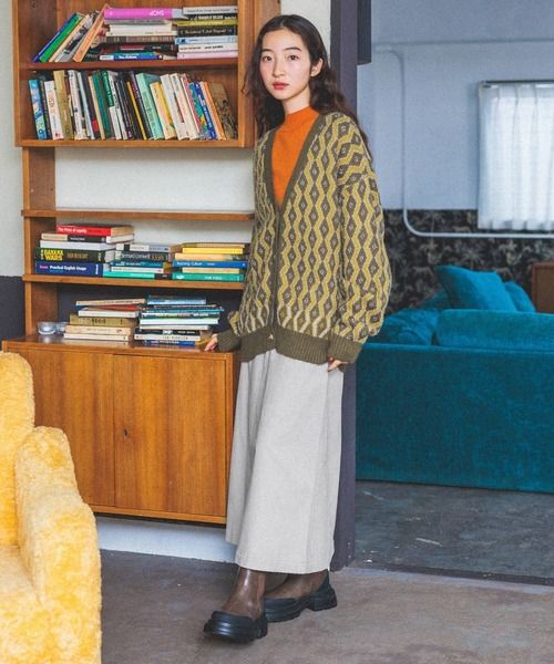 niko and...（ニコアンド）の「レトロキカガラVカーディガン（カーディガン/ボレロ・レディース・カーキ/ライトブルー/モカ・FREE）」の4枚目の写真