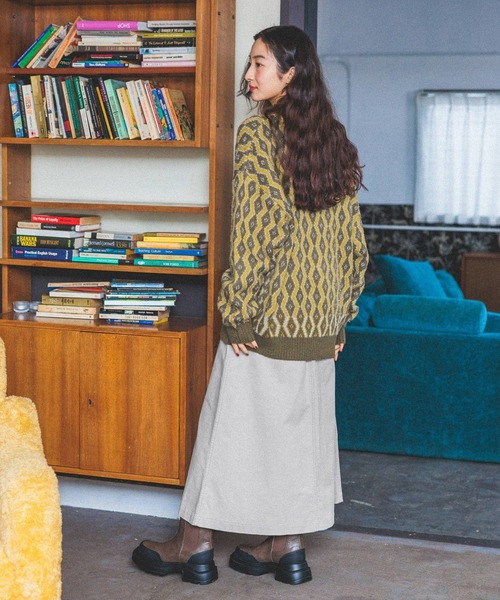 niko and...（ニコアンド）の「レトロキカガラVカーディガン（カーディガン/ボレロ・レディース・カーキ/ライトブルー/モカ・FREE）」の6枚目の写真