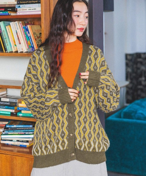 niko and...（ニコアンド）の「レトロキカガラVカーディガン（カーディガン/ボレロ・レディース・カーキ/ライトブルー/モカ・FREE）」の7枚目の写真