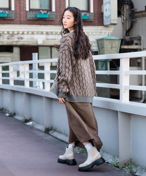 niko and...（ニコアンド）の「レトロキカガラVカーディガン（カーディガン/ボレロ・レディース・カーキ/ライトブルー/モカ・FREE）」の9枚目の写真