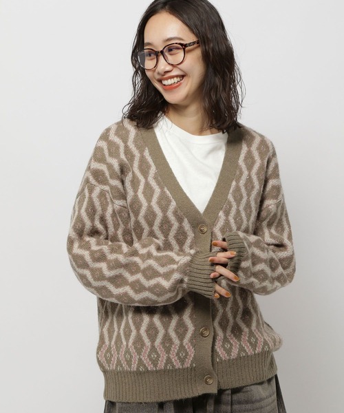 niko and...（ニコアンド）の「レトロキカガラVカーディガン（カーディガン/ボレロ・レディース・カーキ/ライトブルー/モカ・FREE）」の16枚目の写真