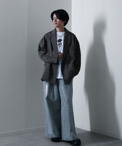 【★完売必至★】SPORTMAX ☆ ピンストライプジャケット UTOPIA セール】オーバー ピンストライプ ダブル テーラード ジャケット