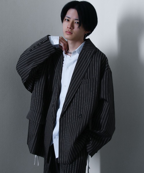 極美品✨ ernest ダブルジャケット アルパカ混 ネイビー ストライプ 46 000000004088_FEvtQ3W.jpg