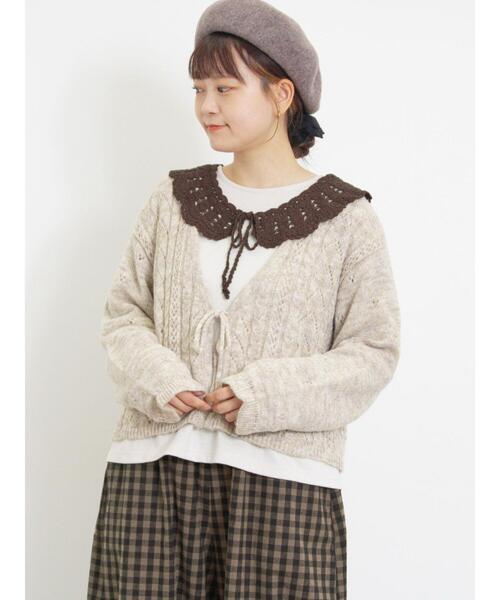 Samansa Mos2（サマンサ モスモス）の「モヘヤ調ニットカーディガン（カーディガン/ボレロ・レディース・ベージュ/グレー/グリーン・F）」の2枚目の写真