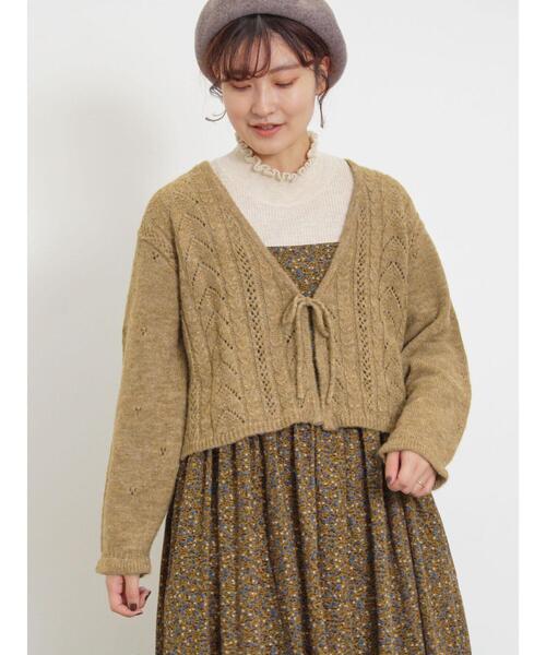Samansa Mos2（サマンサ モスモス）の「モヘヤ調ニットカーディガン（カーディガン/ボレロ・レディース・ベージュ/グレー/グリーン・F）」の3枚目の写真