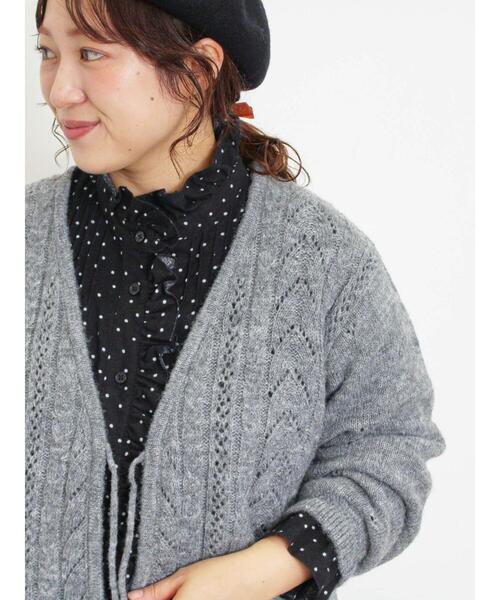 Samansa Mos2（サマンサ モスモス）の「モヘヤ調ニットカーディガン（カーディガン/ボレロ・レディース・ベージュ/グレー/グリーン・F）」の4枚目の写真