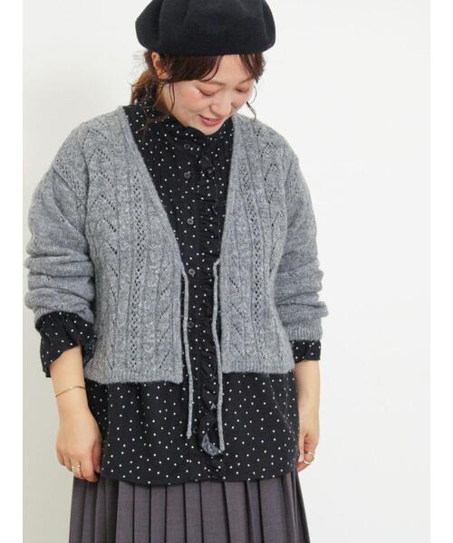 Samansa Mos2（サマンサ モスモス）の「モヘヤ調ニットカーディガン（カーディガン/ボレロ・レディース・ベージュ/グレー/グリーン・F）」の6枚目の写真