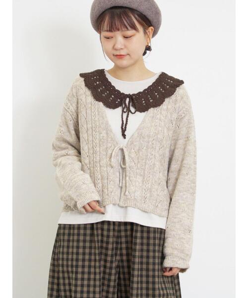 Samansa Mos2（サマンサ モスモス）の「モヘヤ調ニットカーディガン（カーディガン/ボレロ・レディース・ベージュ/グレー/グリーン・F）」の10枚目の写真